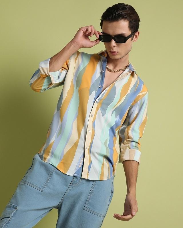 men's multicolor abstract printed shirt