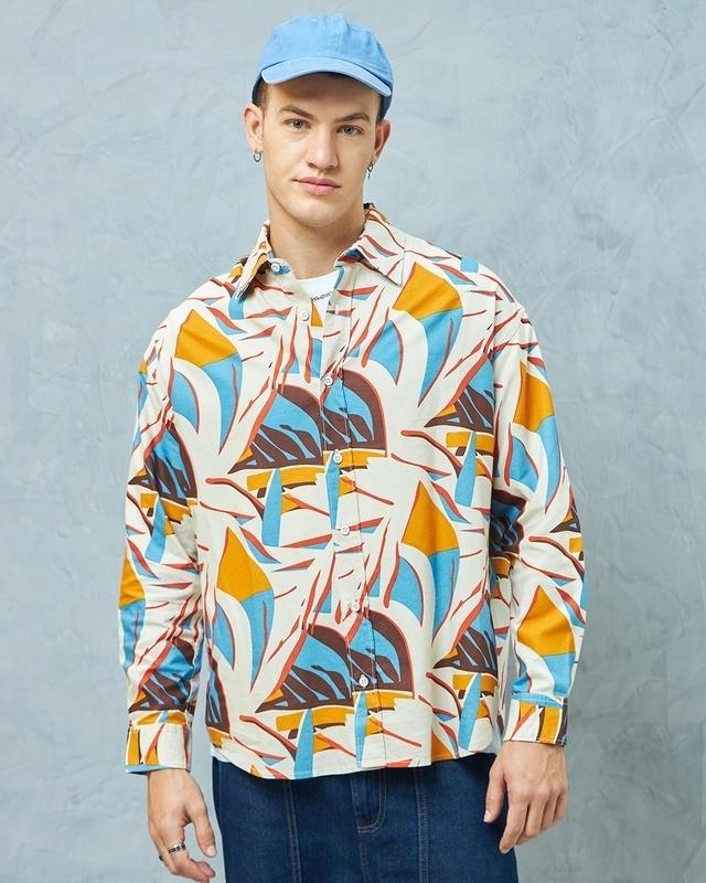 men's multicolor all over printed oversized shirt