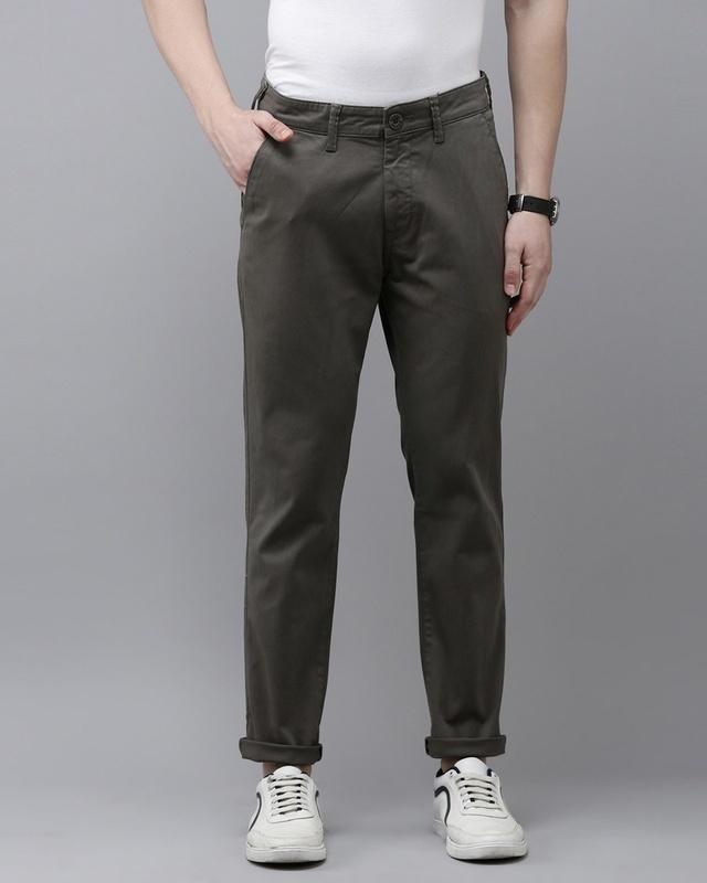 men's olive green slim fit trousers