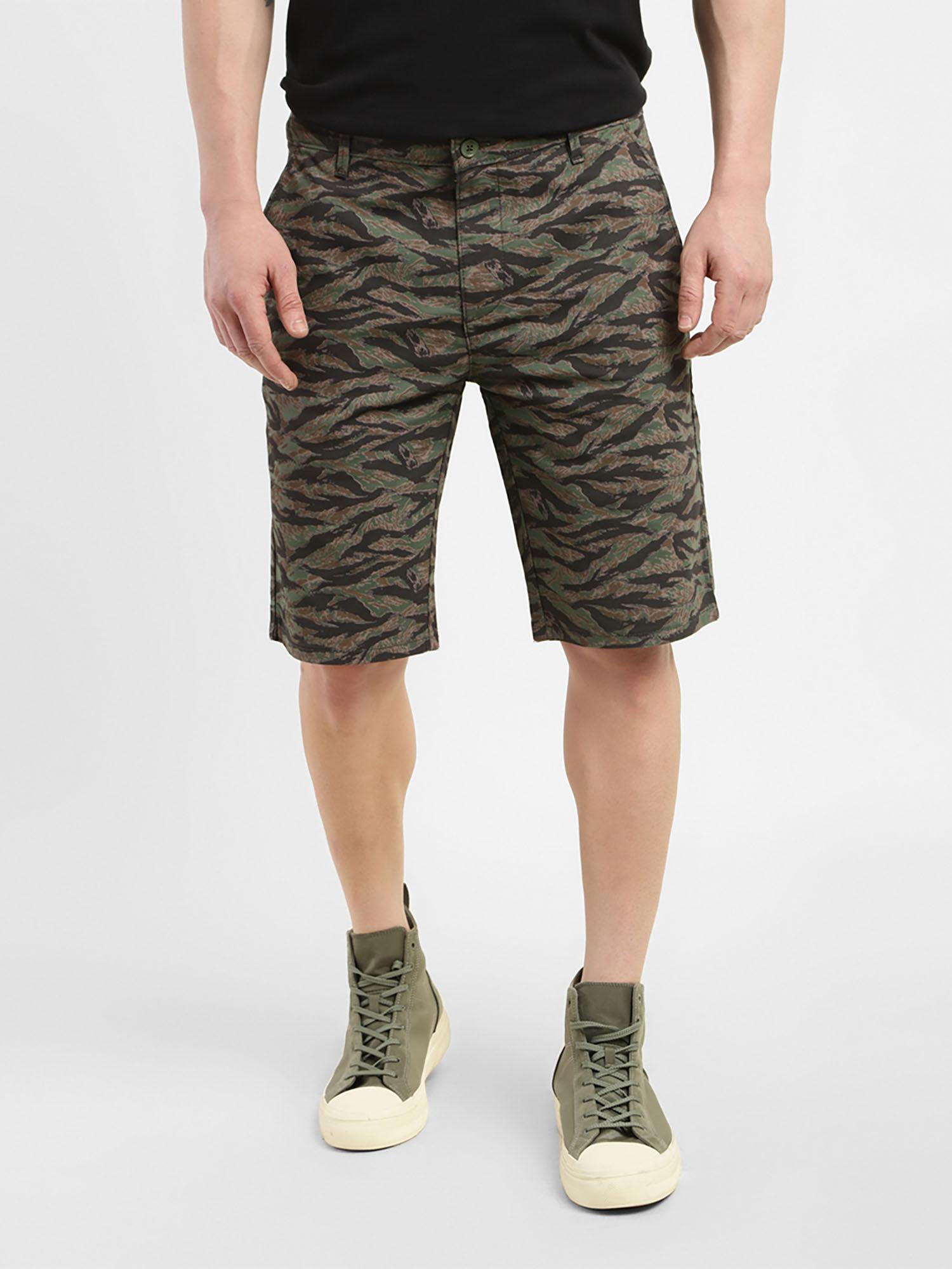 men's olive tapered fit shorts