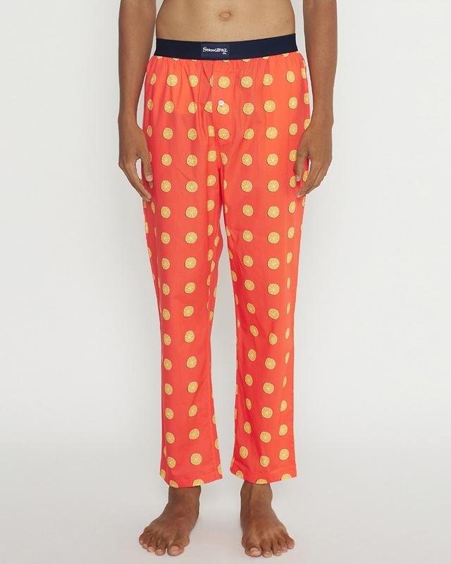 men's orange get squeezin printed pyjamas