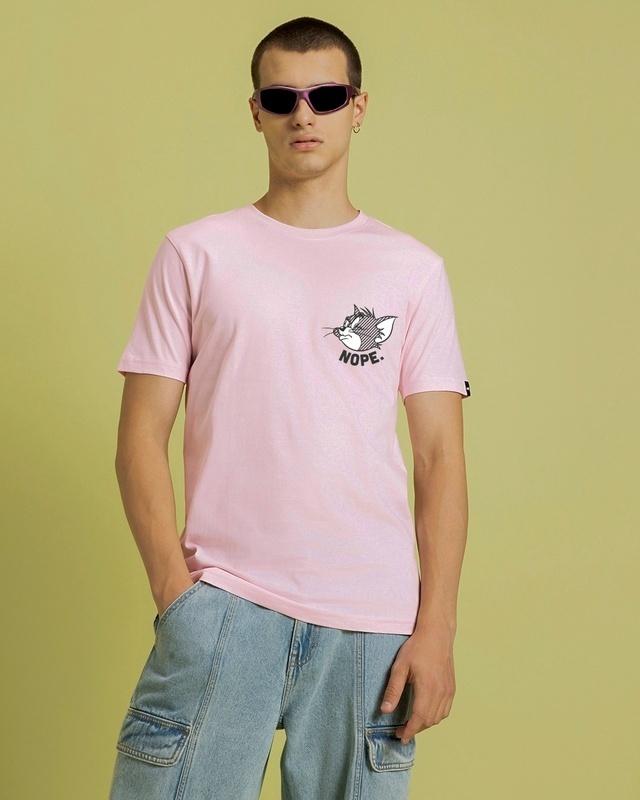 men's pink nope graphic printed t-shirt