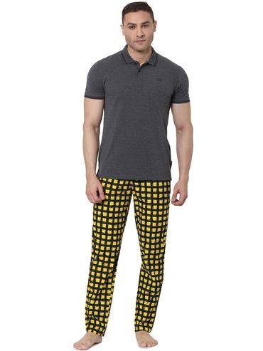 men's printed yellow pyjama yellow