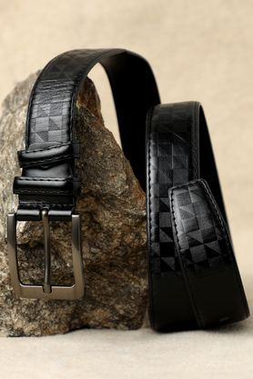men's pu leather formal wear reversible belt - black