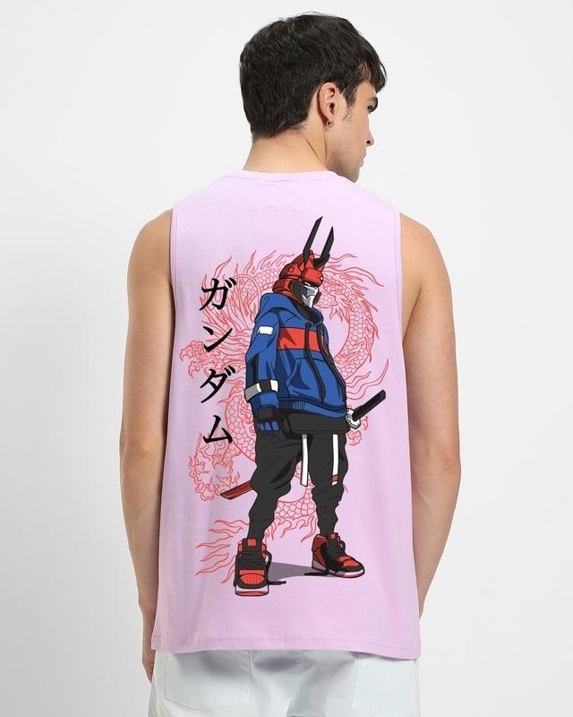 men's-purple-cyber-samurai-graphic-printed-oversized-vest
