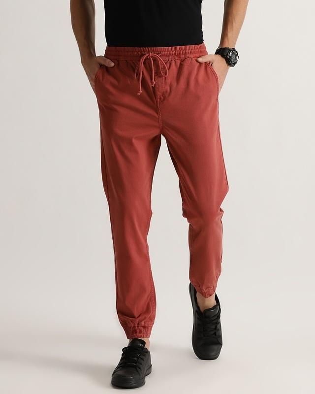 men's red slim fit everyday joggers