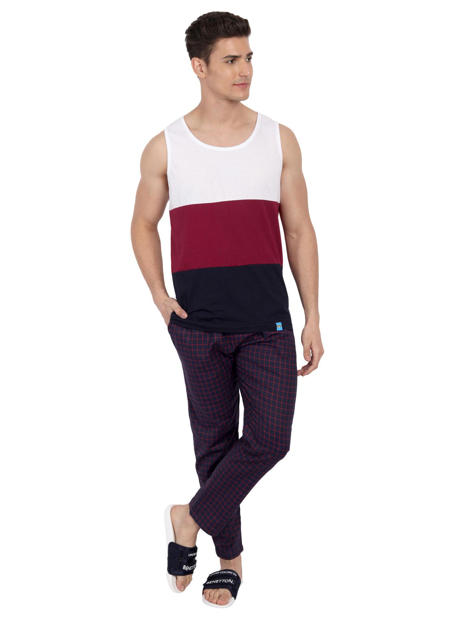 men's true essential casual blocks sleeveless vest-maroon maroon