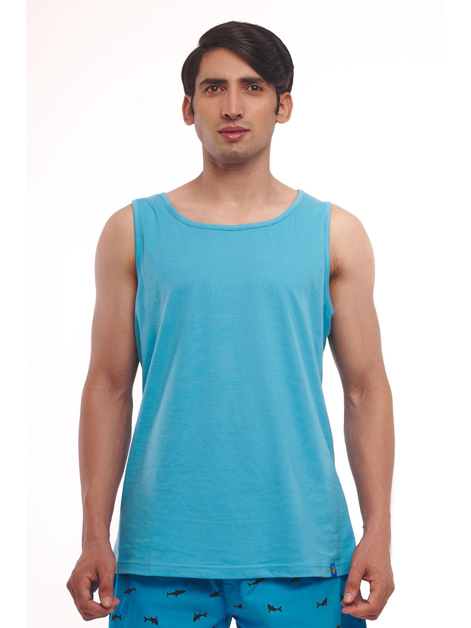men's true essential casual solid sleeveless vest-blue blue
