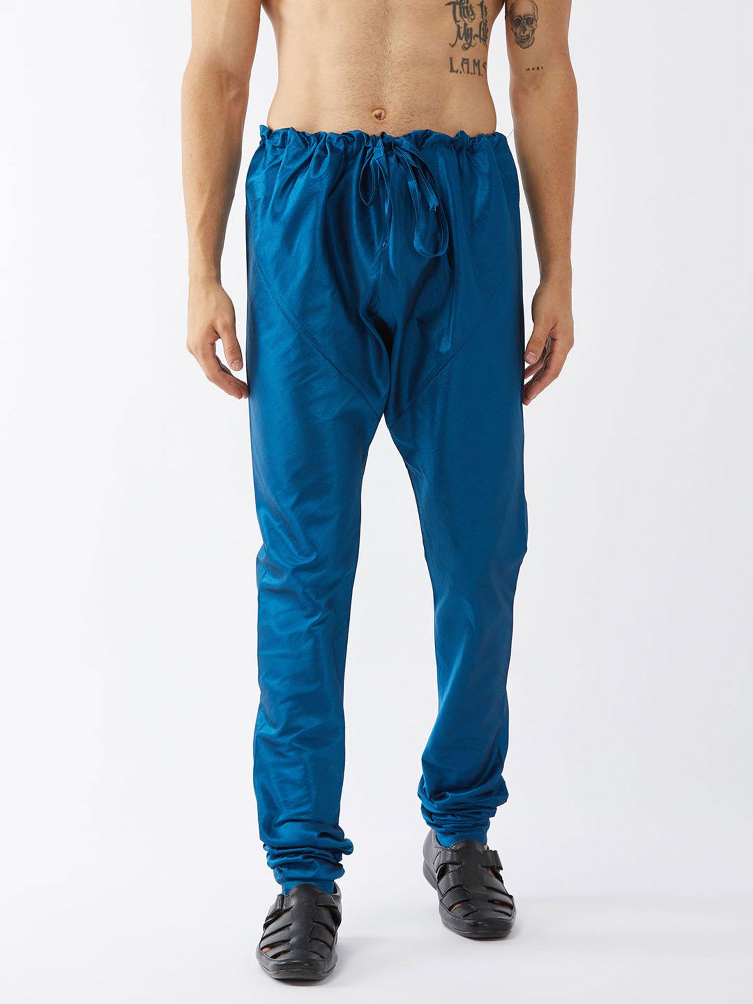 men's turquoise silk blend pyjama