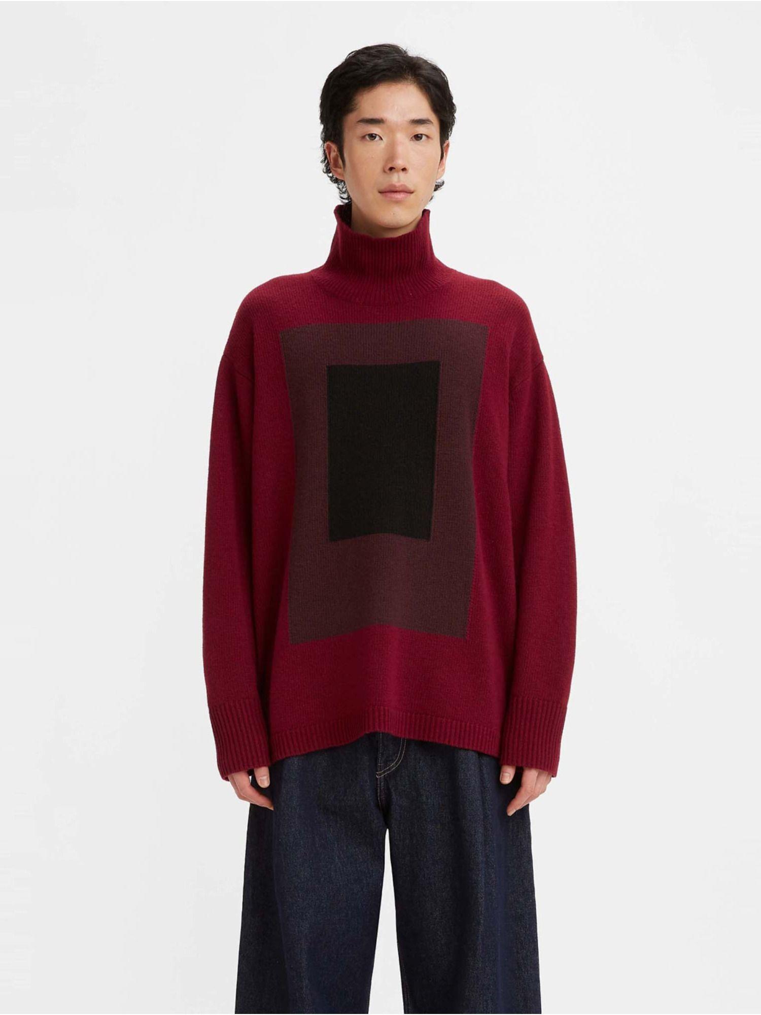 men's turtle neck maroon sweater