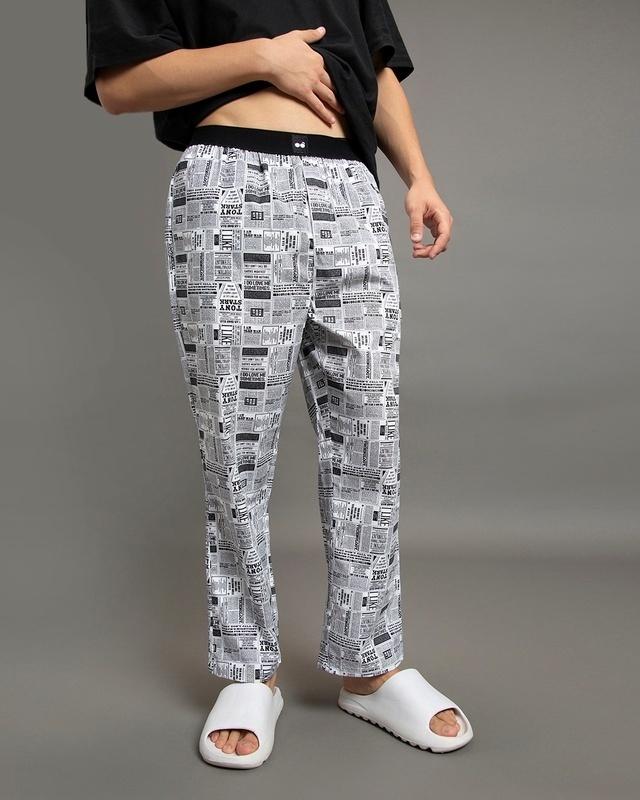 men's white all over printed pyjamas