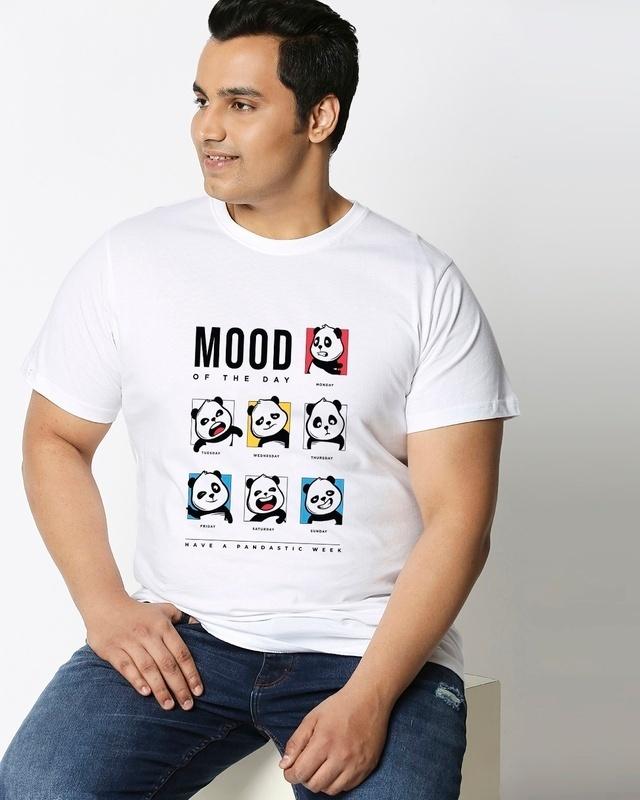 men's white motd panda graphic printed plus size t-shirt