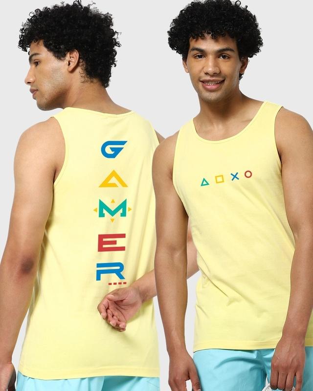 men's yellow gamer respawn typography vest