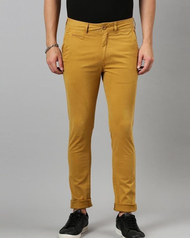 men's yellow relaxed fit trousers