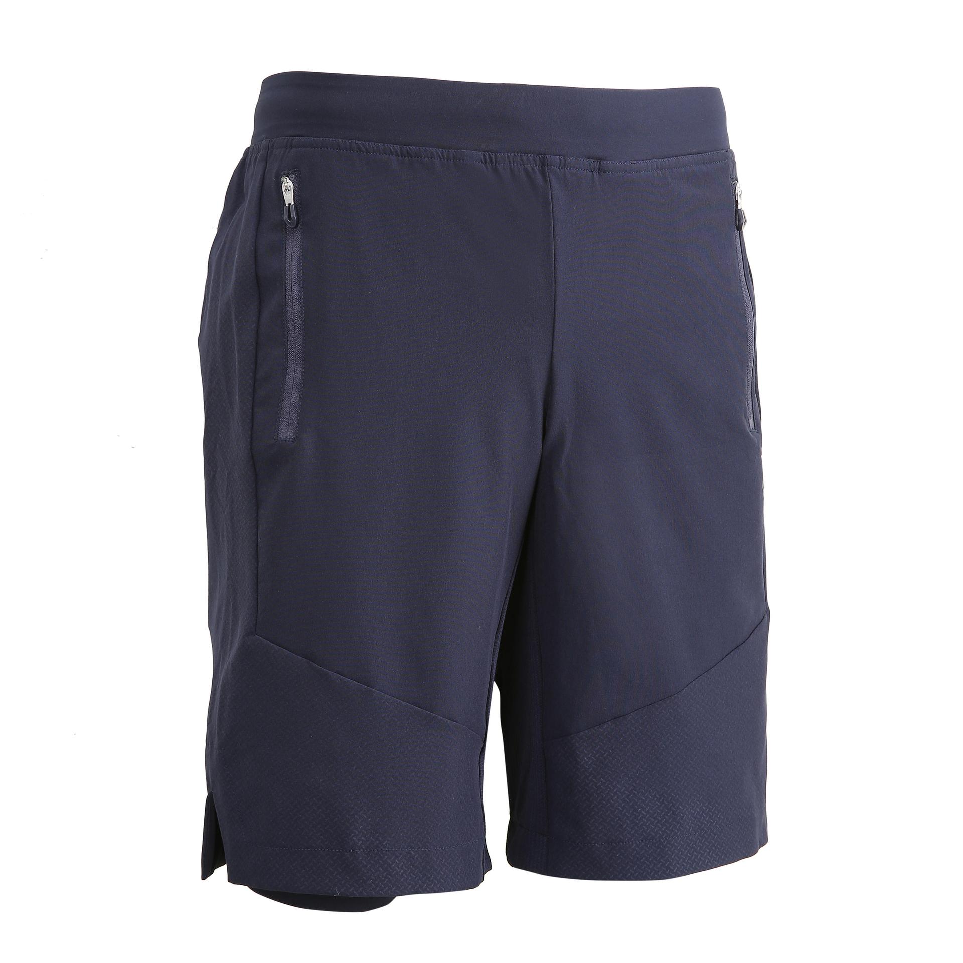 men's 2-in1 fitness shorts - navy blue
