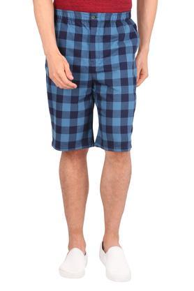 men's 3 pocket checked shorts - navy