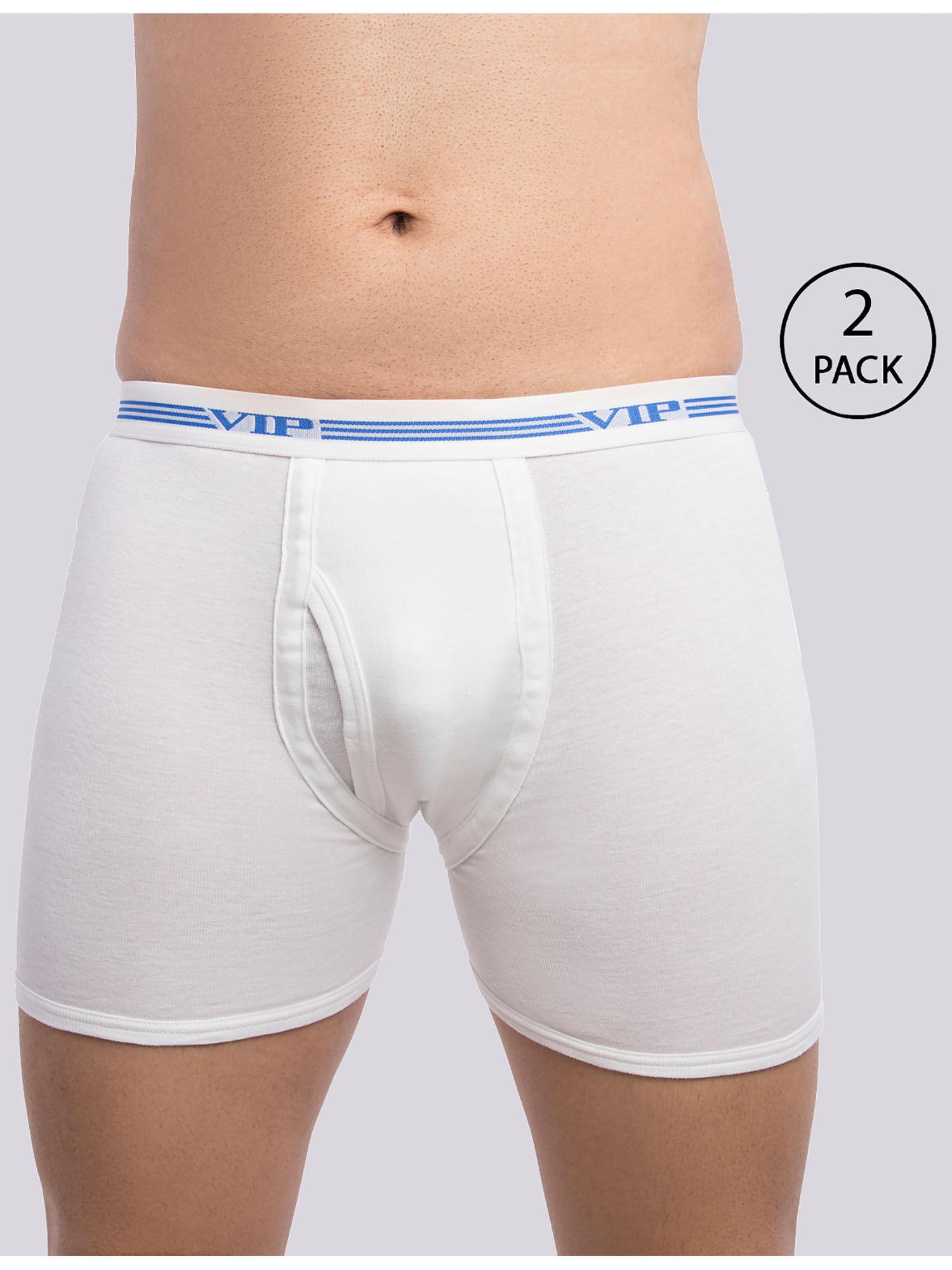 men's advanta solid white 100% cotton rib trunks (pack of 2)