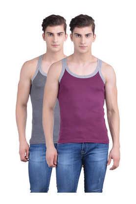 men's assorted pack of 2 cotton gym vest - multi