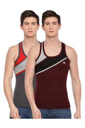 men's assorted pack of 2 cotton gym vest - multi