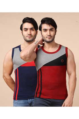 men's assorted pack of 2 cotton gym vest - multi