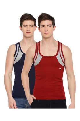 men's assorted pack of 2 cotton gym vest - multi