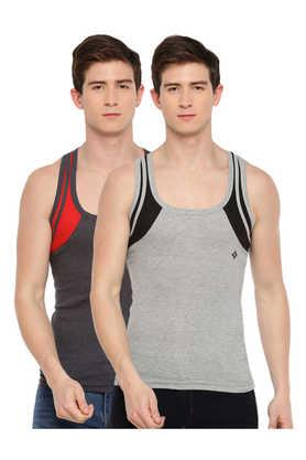 men's assorted pack of 2 cotton gym vest - multi