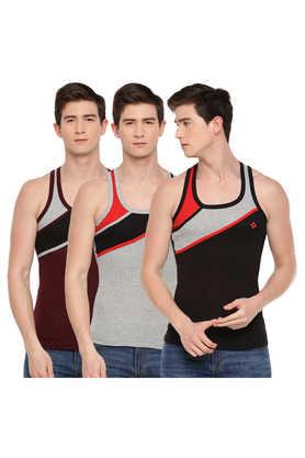 men's assorted pack of 3 cotton gym vest - multi