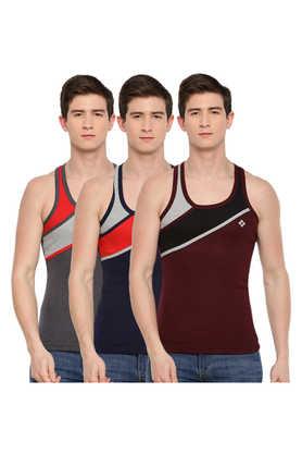 men's assorted pack of 3 cotton gym vest - multi