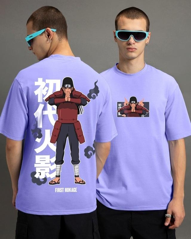 men's baby lavender hokage hashirama graphic printed oversized t-shirt