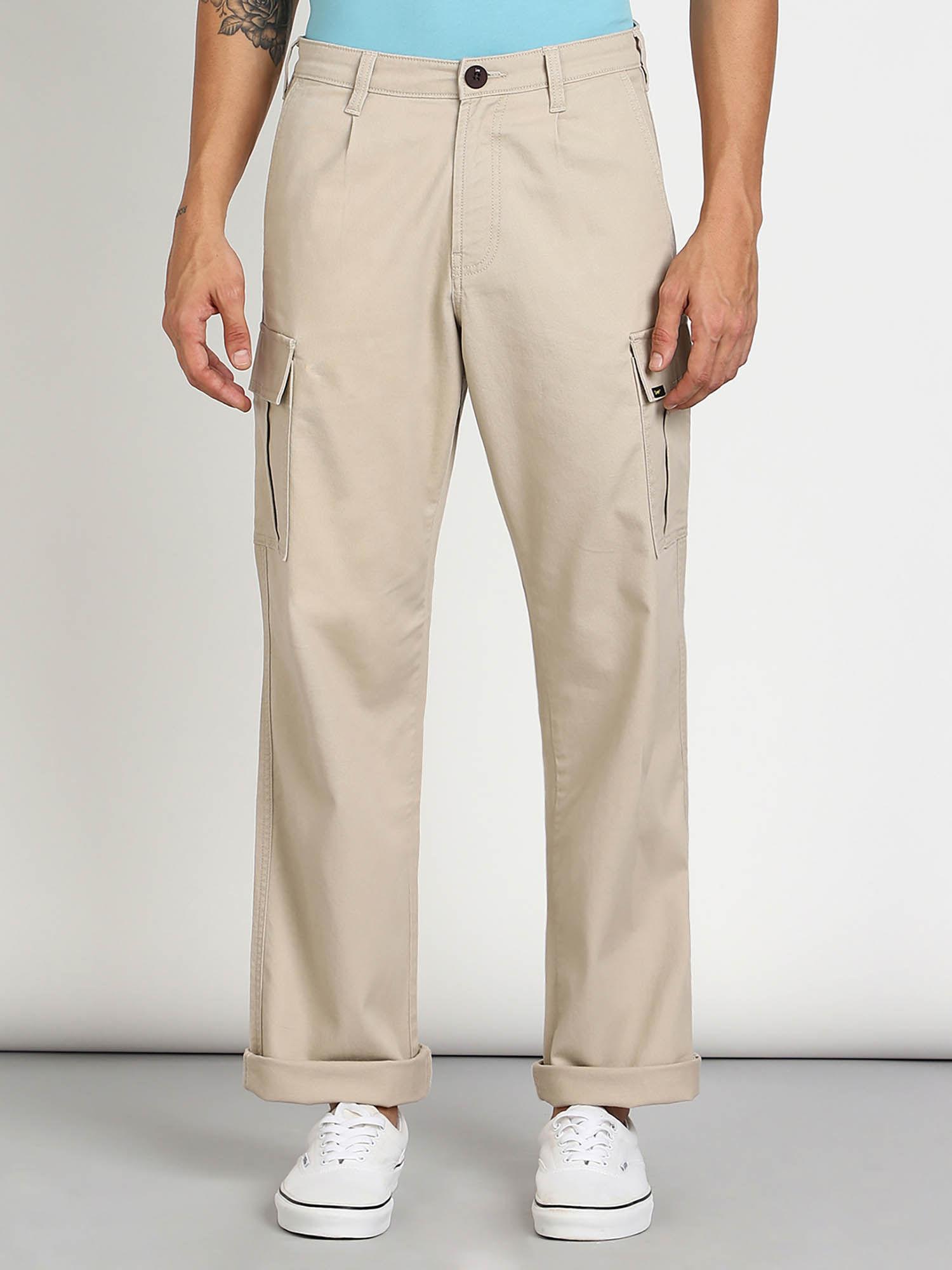 men's beige cargo trouser