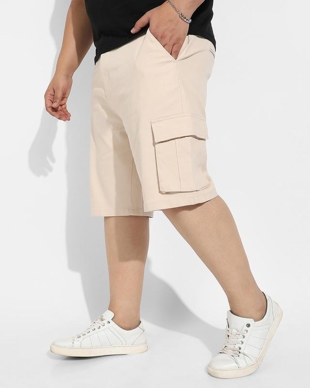 men's beige oversized plus size cargo shorts