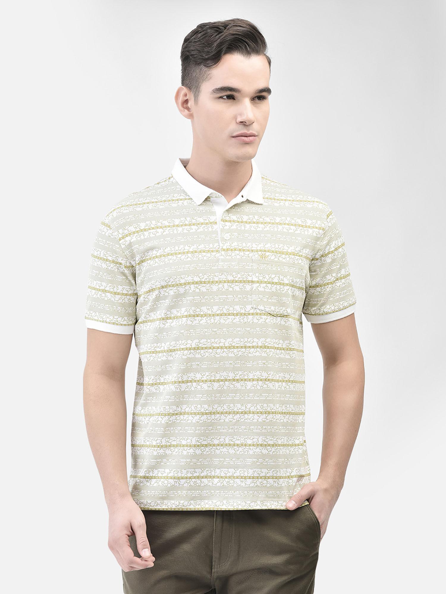 men's beige striped polo t-shirt