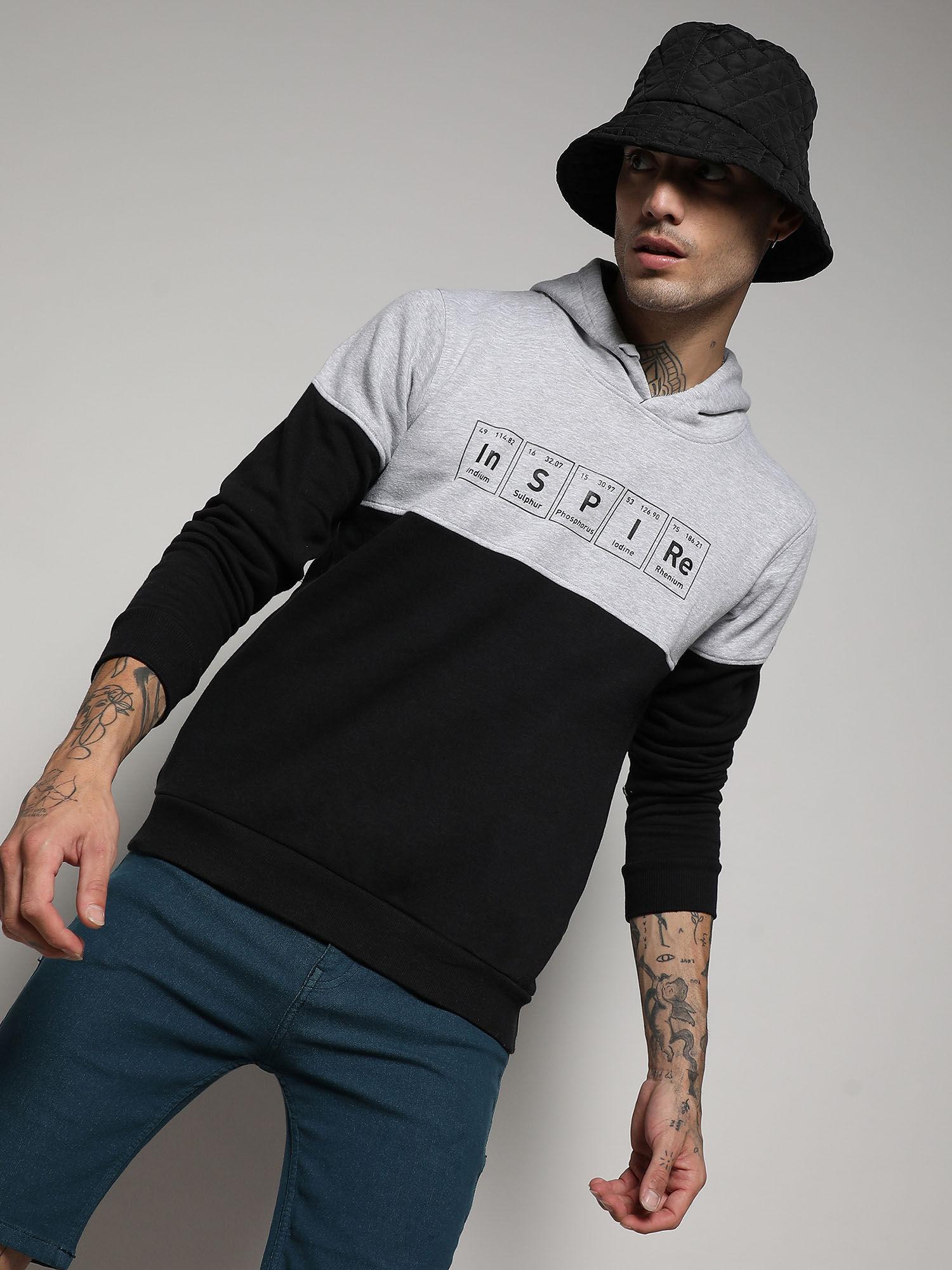 men's black & grey inspire hoodie with kangaroo pocket