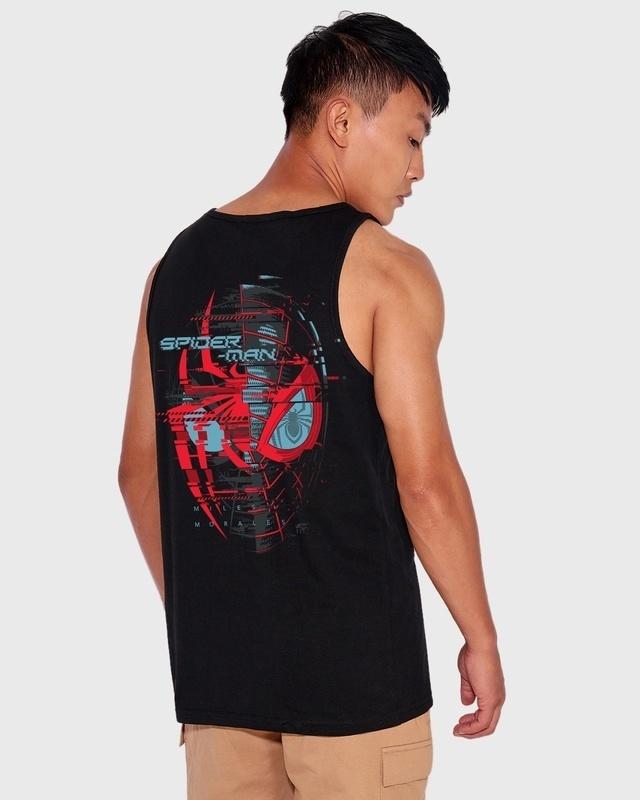 men's black across the spiderverse graphic printed vest