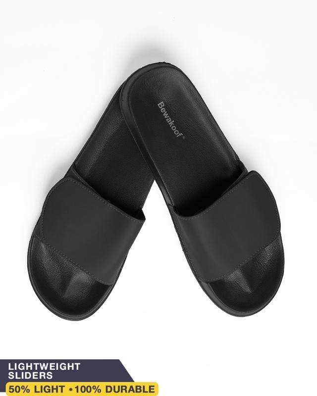 men's black adjustable velcro sliders