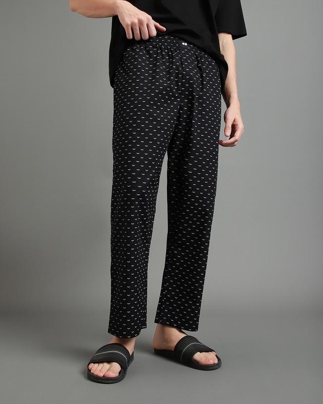 men's black all over printed pyjamas