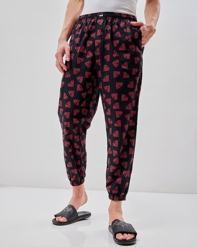 men's black all over printed pyjamas