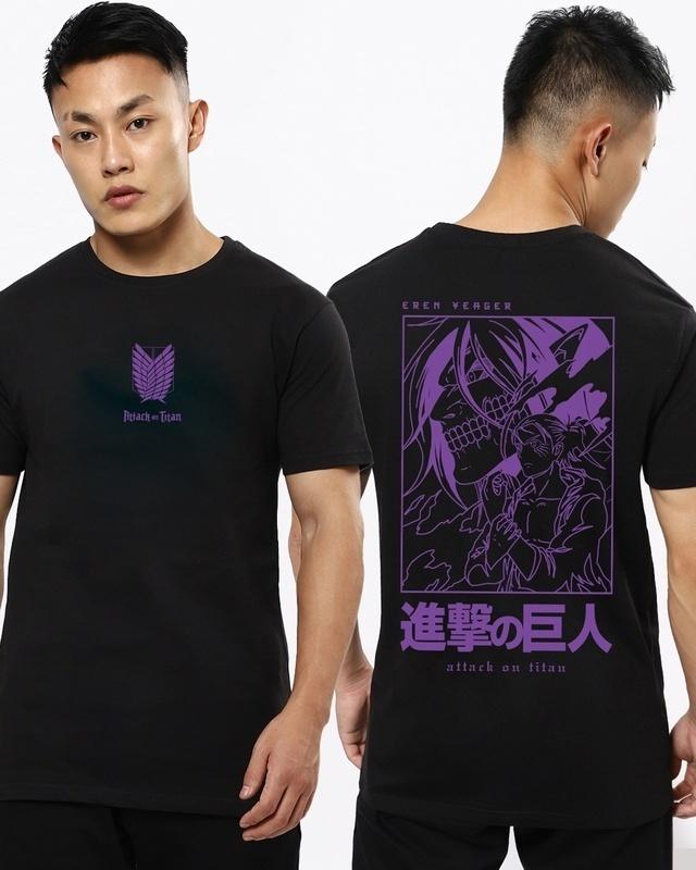 men's black aot founding titan graphic printed t-shirt