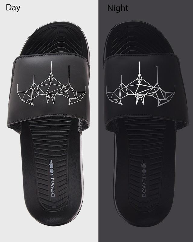 men's black batman geometric logo printed sliders