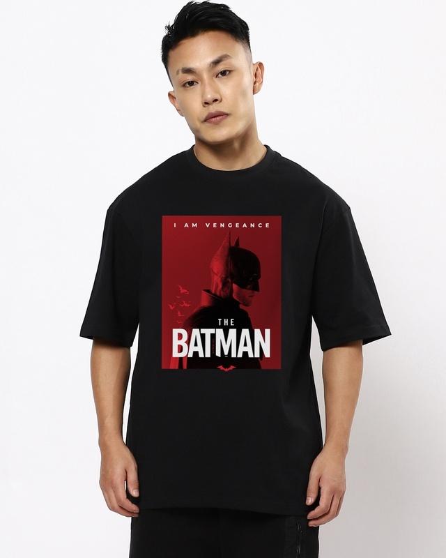 men's black batman poster graphic printed oversized t-shirt