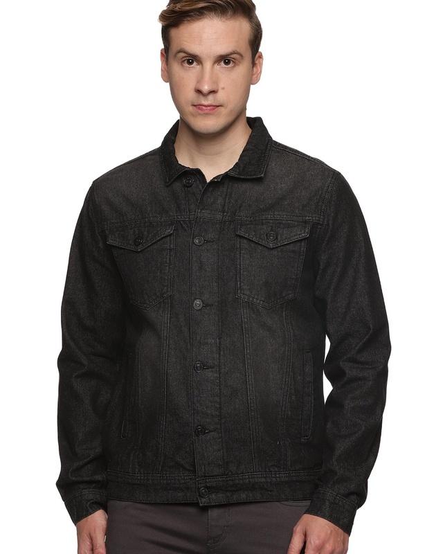 men's black denim jacket