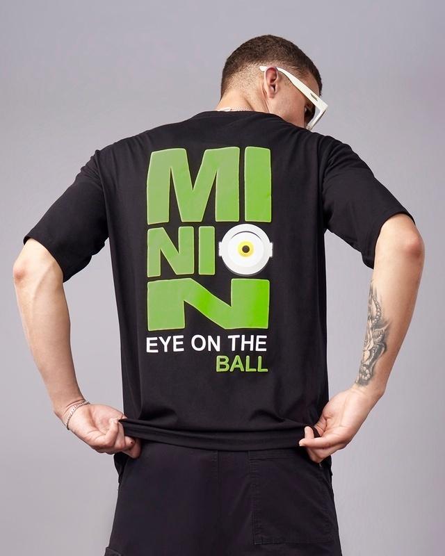 men's black eye on the ball typography oversized t-shirt