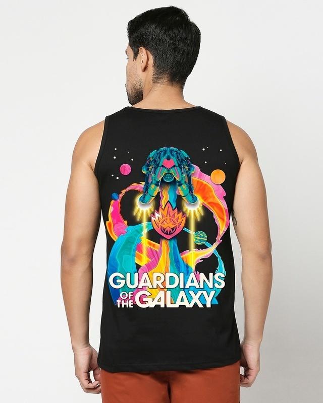 men's black galaxy ship graphic printed vest