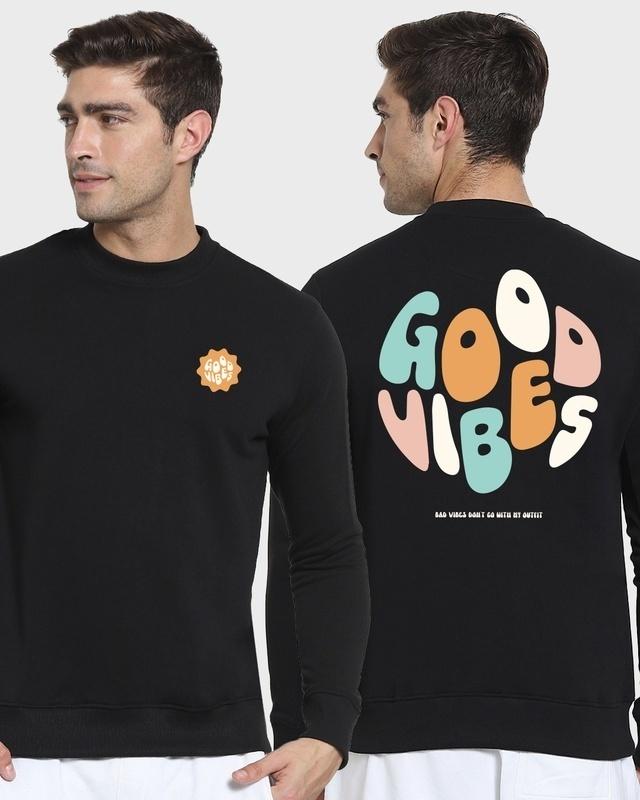 men's black good vibes typography sweatshirt