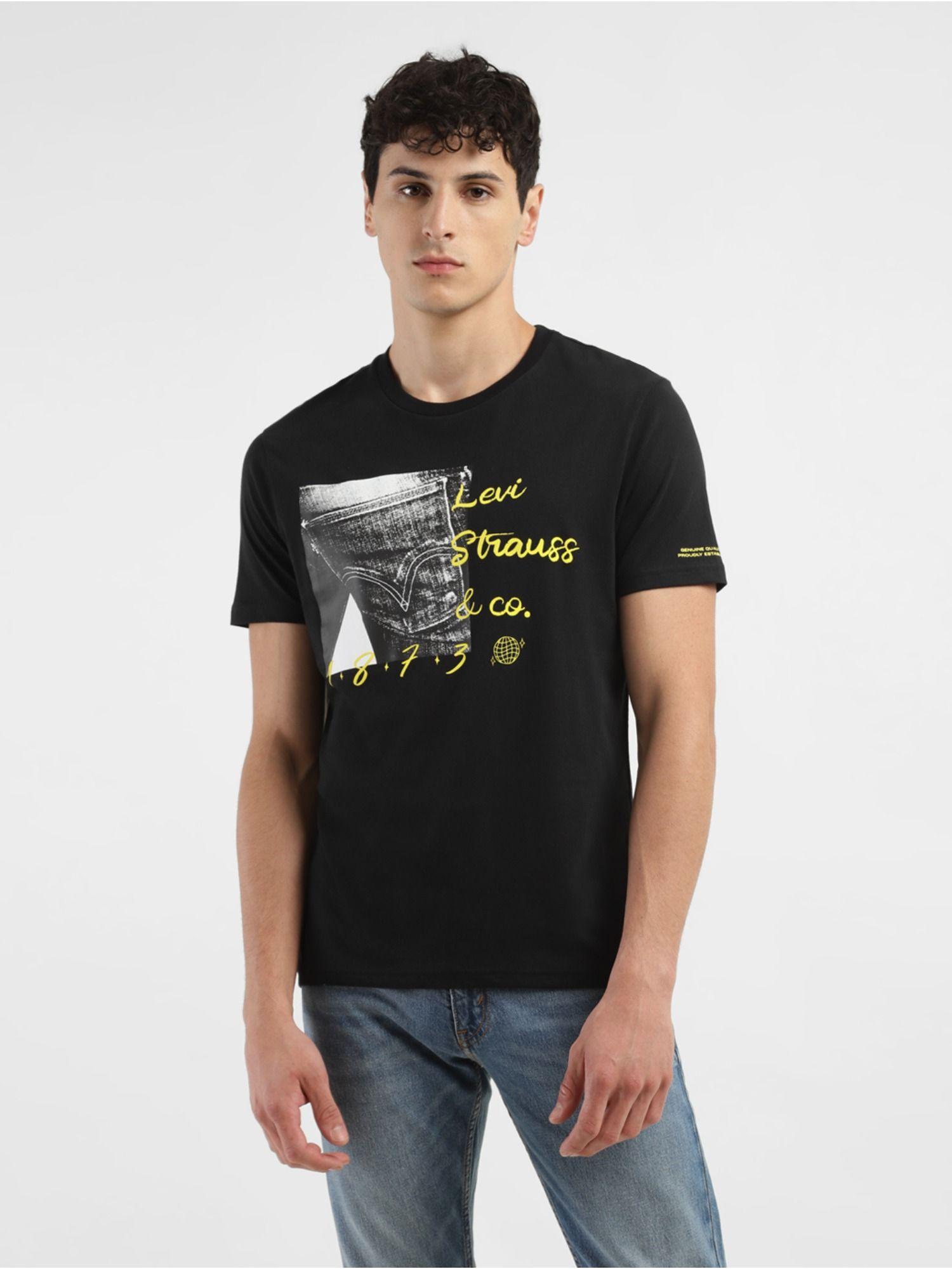 men's black graphic print crew neck t-shirt