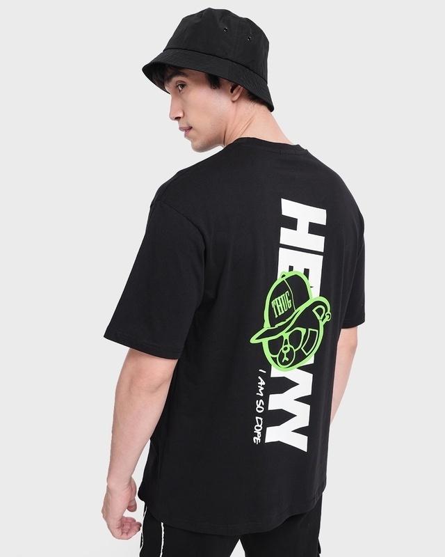 men's black heyyyy dope graphic printed oversized t-shirt
