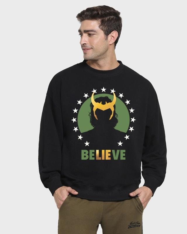 men's black illusion god graphic printed oversized sweatshirt