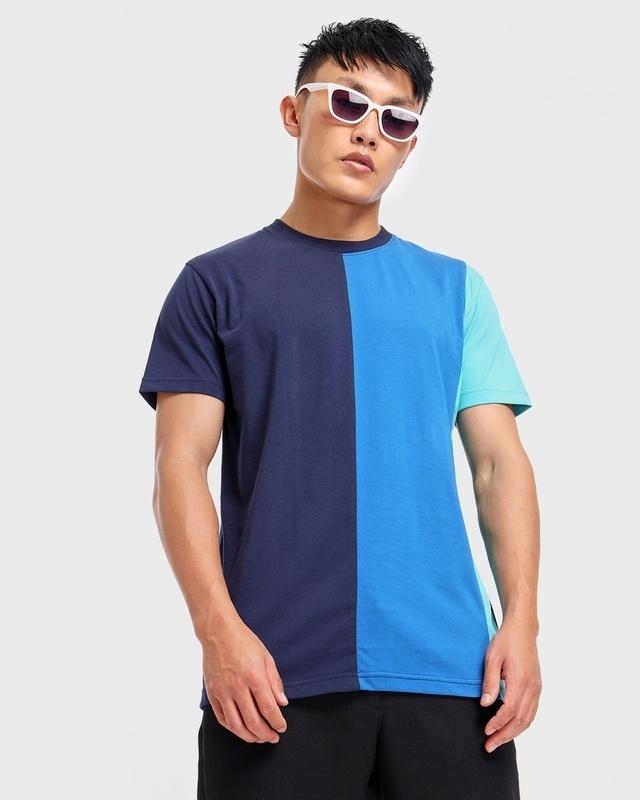 men's black iris & blue color block t-shirt