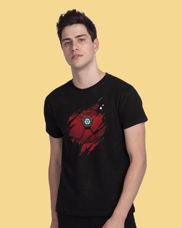 men's black iron man of war graphic printed t-shirt