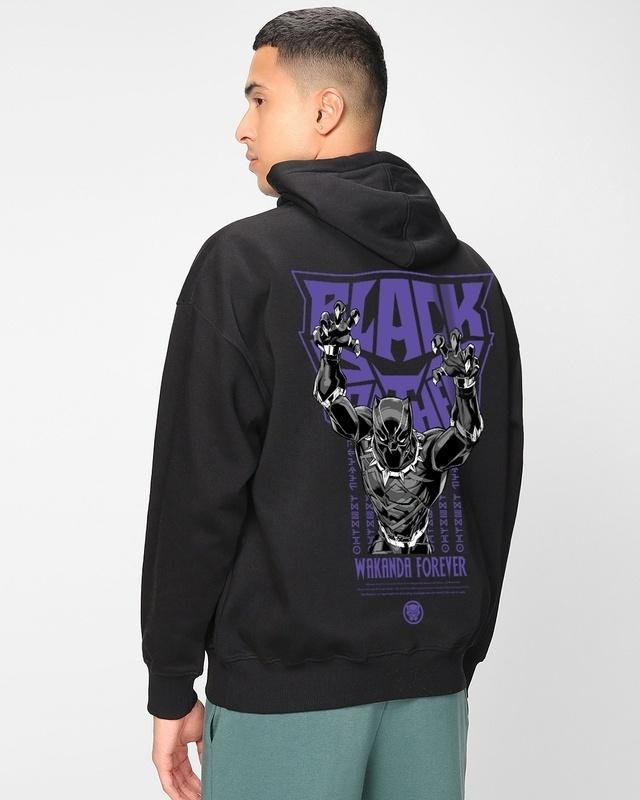 men's black king t challa graphic printed oversized hoodies